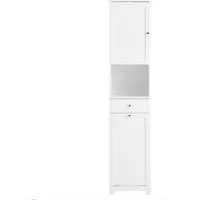 SoBuy Hochschrank Weiß 40x180x38 cm – Praktischer Badezimmerschrank - Vielseitiger Hochschrank mit 4 Stauraumzonen, ideal für Badezimmer. Der flexible Innenraum und der große Wäschekorb sorgen für perfekte Ordnung. Maße: 40x38x180 cm, platzsparend und kombinierbar.