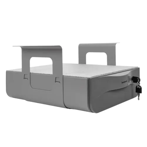 Spacetronik Schublade Unter Schreibtisch - Abschließbare Schreibtisch Schublade aus Stahl mit zusätzlicher Ablage - Praktische Aufbewahrung für Büro & Home-Office