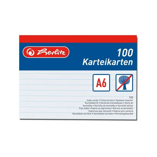 Herlitz Karteikarten DIN A6 liniert weiß 100 Karten