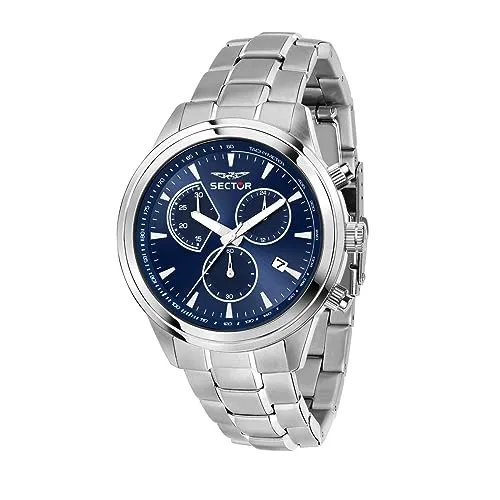 Sector No Limits 670 Herrenuhr - Chronograph mit 5 ATM Wasserdichtigkeit - Armbanduhren für Herren, robuste 45mm Quarz-Chronograph mit edlem Stahlarmband und bis zu 5 ATM wasserdicht, ideal für aktive Männer