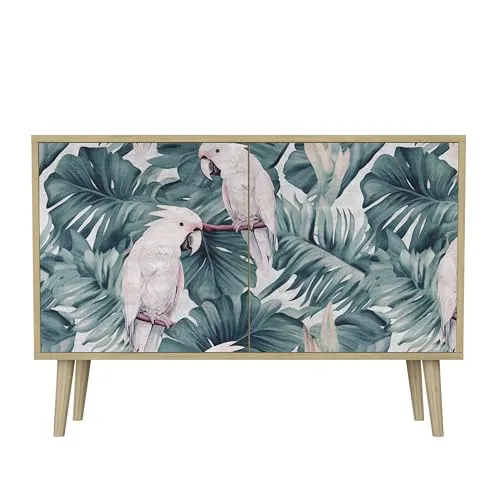 HEALANCY Komodenschrank - Kommode mit 2 Türen- Flurkommode- Schrank - Highboard - Kleiderschrank Möbel - Wohnzimmer Schlafzimmer Esszimmer Flur - Sideboard- Riva-Eiche