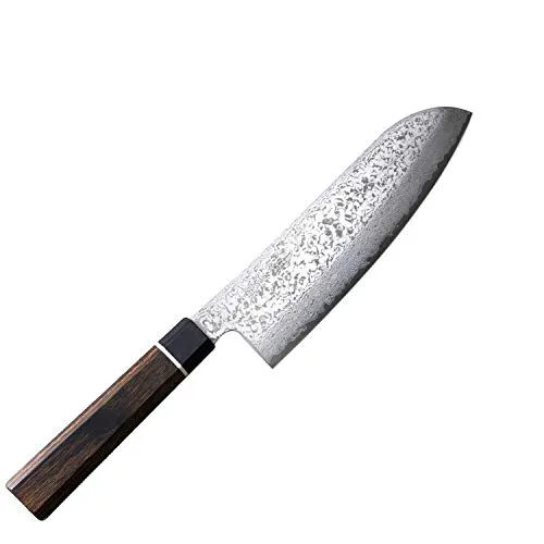 Suncraft Santokumesser Senzo Black Damast 16,7 cm - Santokumesser aus 67-lagigem Damaststahl, ideal zum Schneiden von Fisch, Fleisch und Gemüse. Ergonomischer Pakkaholzgriff für müheloses Arbeiten in der Küche.