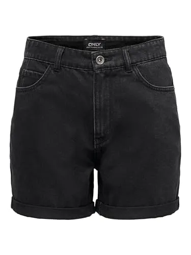 ONLY ONLVega Life HW Mom Shorts - Trendige Bermudas - Bermudas mit hoher Taille, lässigem Aufschlagdetail am Saum und aus 100% Baumwolle für optimalen Tragekomfort. Perfekt kombinierbar für einen coolen Look an warmen Tagen.
