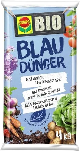 COMPO BIO Blaudünger – Universaldünger für Garten und Balkon – 4 kg - Der COMPO BIO Blaudünger versorgt Ihre Pflanzen schnell und nachhaltig mit Nährstoffen. Ideal für Blumen, Gemüse und Obst – für kräftiges Wachstum und üppige Blüten. Einfach anzuwenden dank sichtbarer Düngekörner.