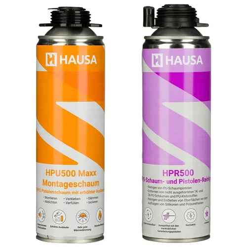 Bauschaum-Set Montageschaum Pistolenschaum inkl Pistolen-Reiniger 1+1 grau HAUSA
