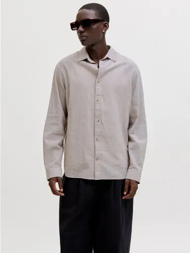 Jjesummer Leinen-Mischung Langarmhemd - Stylisches Jack&Jones Essentials Hemd in normaler Passform mit klassischem Hemdkragen. Ideal für lässige Anlässe und angenehmen Tragekomfort.
