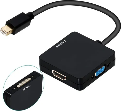 BENFEI Kabeladapter Mini DisplayPort auf HDMI VGA DVI 3in1 Adapter