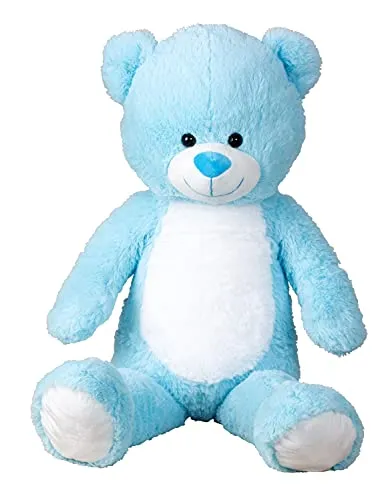 Lifestyle & More Riesen Teddybär XXL 100 cm - Blauer Kuschelbär - Stofftiere & Teddybären: XXL Kuscheltier aus superweichem Plüsch, ideal für Geborgenheit und Sicherheit bei Kindern und Babys.