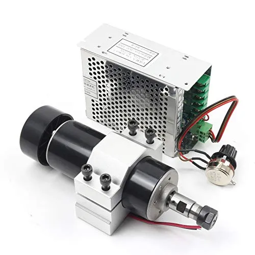 RATTMMOTOR 500W Luftkühlumg Spindelmotor Kit 0.5kW ER11 12000U/min Mini Spindelmotor und 220V PWM Drehzahlregler und 52mm Mount Halterung mit Schrauben für Gravieren