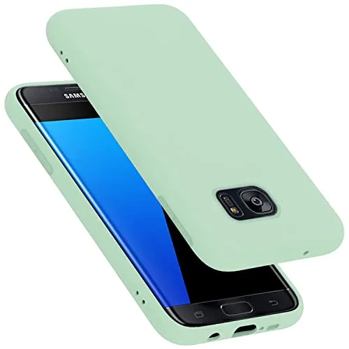 Cadorabo Hülle kompatibel mit Samsung Galaxy S7 Edge Hülle Silikon Handyhülle für Galaxy S7 Edge Case aus flüssigem Silikon- Kratzfeste und stoßfeste dünne TPU Schutzhülle - Liquid HELL GRÜN
