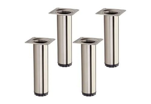 SO-TECH® Möbelfuß 4 Stück BRAVO Höhe 150 mm (10 mm) Ø 40 mm Edelstahloptik, höhenverstellbar aus Stahl, belastbar bis 50 kg pro Stützfuß