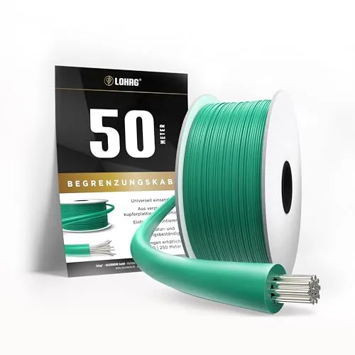 lohag® 50m Universal Begrenzungskabel für Mähroboter - Begrenzungsdraht kompatibel mit Gardena Rasenmäher, Worx Landroid UVM. - Rasenroboter Kabel - Ideales Mähroboter Zubehör für Ihren Rasen