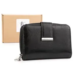Jennifer Mittelgroße Jones Damen Portemonnaie Geldbörse mit Münzfach mit Reißverschluss Schwarz - Schwarz