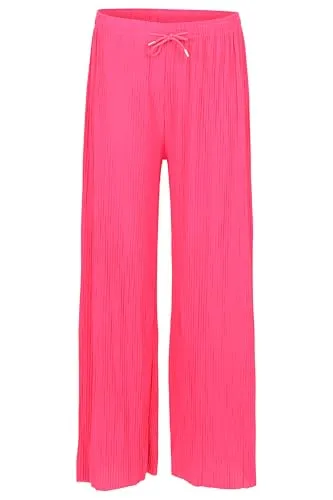 Easy Young Fashion Damen Sommerhose - Trendige Plisseehose in Pink - Damen-Hosen: Elegante und bequeme Plisseehose für jeden Anlass – weich fließender Stoff und figurfreundlicher Schnitt für ganztägigen Komfort.
