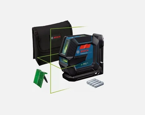 Bosch Kreuzlinienlaser GLL 2-15 G - selbstnivellierend mit grünem Laser, inklusive Tasche und Halter, optimale Sichtbarkeit und robustes Design