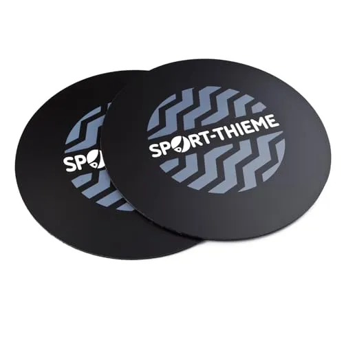 Produktbild Sport-Thieme Flow Slide Pads | 2X doppelseitige Fitness Gleitscheiben, Core-Sliders, Gliding-Discs für alle Böden | Aus Nylon u. Polyethylen | Ø 25 cm | Schwarz | Markenqualität