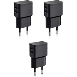 Wicked Chili 3er Set Dual USB Ladegerät 12W - Handy-Ladegeräte für schnelles und sicheres Laden von Smartphones, Tablets und mehr – ideal für Reisen dank kompakter Bauweise und universeller 100-240V Kompatibilität.