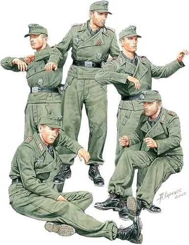 MiniArt 35415 1:35 Figuren Set Deutsche AFV Crew. Sp.Ed. - originalgetreue Nachbildung, Modellbau, Plastik Bausatz, Basteln, Hobby, Kleben, Modellbausatz, Zusammenbauen, unlackiert