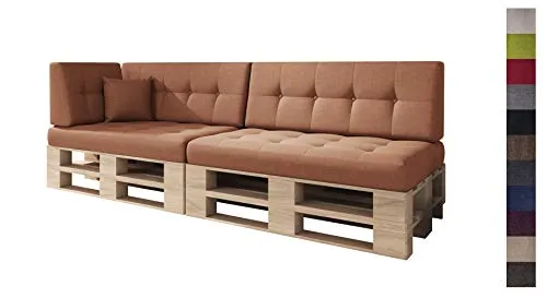 sunnypillow Palettenkissen 6er Set Orange - Gartenmöbel-Kissen mit Kaltschaumfüllung für höchsten Sitzkomfort, ideal zur Gestaltung gemütlicher Palettensofas im Innen- und Außenbereich.