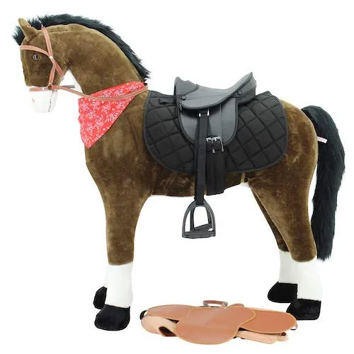 Sweety Toys 11087 Plüsch Stehpferd Reitpferd XXL 125 cm mit Sattel