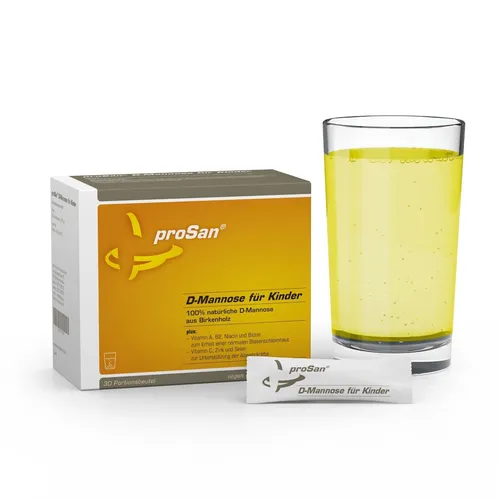 proSan D-Mannose für Kinder ab 4 Jahren (30 Sticks) - Nahrungsergänzungsmittel für Kinder, vegan und ohne Zusatzstoffe, ideal zur Unterstützung der Blasenfunktion.