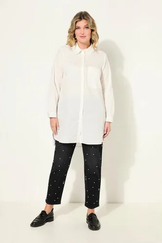Angel of Style Damen Plus Size Hemdbluse Oversized in Schneeweiß - Moderne Oversize Hemdbluse mit Hemdkragen und Brusttasche. Ideal für lässige Looks, bietet Komfort und Stil in großen Größen.