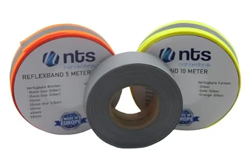 nts Nähtechnik 5 Meter Reflexband, Reflektorband, in 7 Breiten, Farbauswahl (Silber, 20mm)