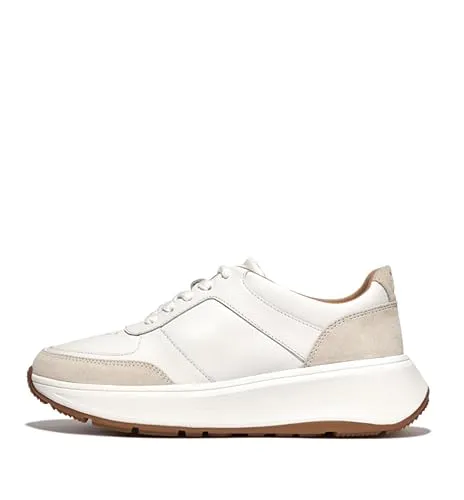 FitFlop Damen F-Mode Leather/Suede Flatform Sneakers - Urban White, 37 EU - Wanderschuhe mit glattem Leder, bieten optimalen Tragekomfort und stilvolles Design für aktive Tage.