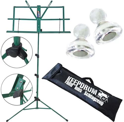 keepdrum Notenpult keepdrum MUS2GR Notenständer Grün mit 10 Magnete