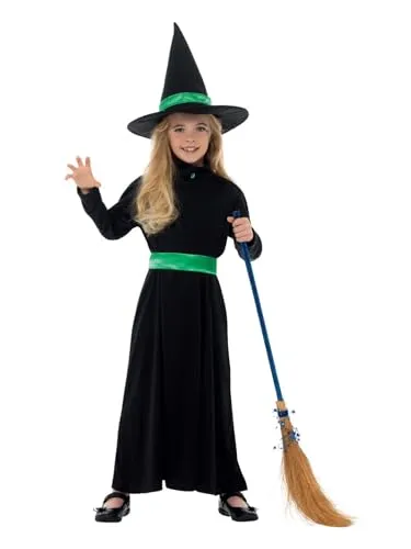 Halloween! Smiffys Böse-Hexe-Kostüm, Schwarz, mit Kleid und Hut
