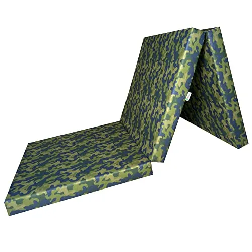 FORTISLINE - Klappmatratze 195x60x9cm - 3-teilige Faltmatratze - H2 Gästematratze - Camping Faltbare - Kamping Bett - Waschbar Bezug - Erwachsene Klappbar - Reisematratze - Schaumstoff Matratze