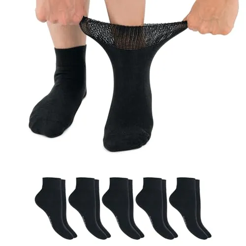 Footstar Damen & Herren Diabetiker Kurzsocken (6 Paar) - Schwarz 39-42