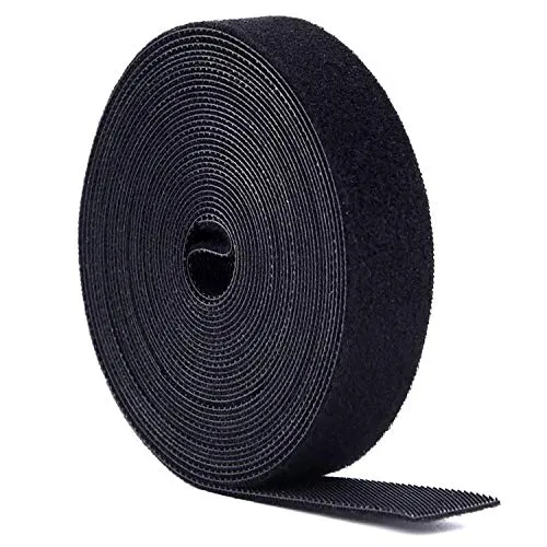 Kabelbinder klett 5M, Kabelbinder wiederverschließbar, Klettband kabelbinder, Klett kabelbinder frei zuschneidbar, klett-kabelbinder, klettverschluss kabelbinder für Kabel & Kabelmanagement(Schwarz)