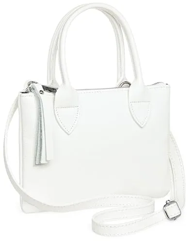 Caspar Kleine Leder Handtasche 2-in-1 Damen Umhängetasche in weiß von Caspar