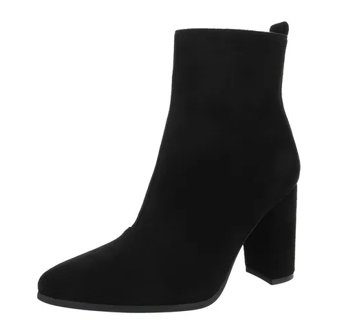 Ital-Design Elegante Stiefeletten mit Blockabsatz für Damen High-Heel-Stiefelette (89852900) Blockabsatz Stiefeletten in Schwarz