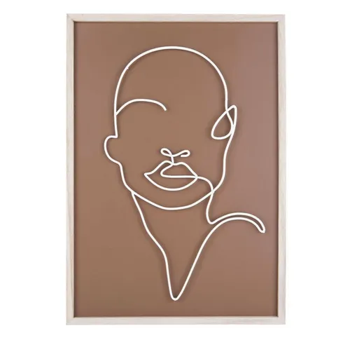 Present Time Wanddekoobjekt ART LINE mit Gesichtsmotiv aus Metall - Stylische Wanddekoration ART LINE aus robustem MDF, 38 x 27 cm, ideal für Wohnzimmer oder Büro. Minimalistisches Design verleiht jedem Raum Charakter und lässt sich einfach montieren.