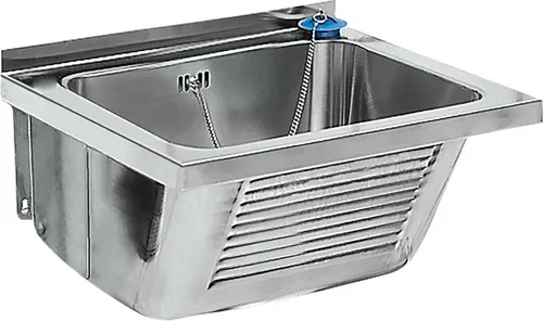 KWC AR Waschtrog SIRIUS aus Edelstahl - Universalwaschtrog zur Wandmontage, aus hochwertigem Chromnickelstahl mit seidenmatter Oberfläche und mittigem Ablauf, ideal für moderne Küchen und Waschräume.