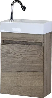 Sanox Badmöbel-Set Maxim BxHxT 40 x 65 x 22 cm Frontfarbe tabacco mit Waschtisch Keramik weiß 81733739