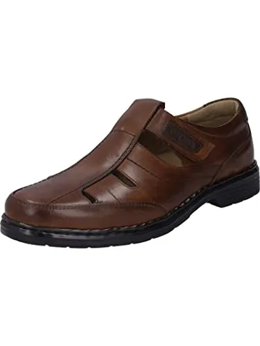 JOSEF SEIBEL Alastair 08 Halbschuh für Herren - Braun 46 - Herren-Slipper aus hochwertigem Glattleder, ideal für breite Füße (Weite K) mit praktischem Klettverschluss und herausnehmbarem Fußbett für individuellen Komfort.