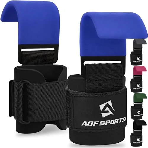AQF Zughilfen Haken für Krafttraining – rutschfeste Griffe mit Gummibeschichtung, 8 mm Neoprenpolster – Gewichtheberhaken für Männer & Frauen (Paar), Ideal Lifting Straps für Kreuzheben & Kraftsport
