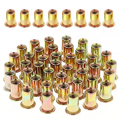 Gueenky 100 Stück Nietmuttern M10 Verzinkt Kohlenstoffstahl, Einnietmuttern M10 Kohlenstoffstahl Einziehmuttern Nutsert Gewindenieten Blindnietmuttern Nietmuttern für Metall Kunststoff