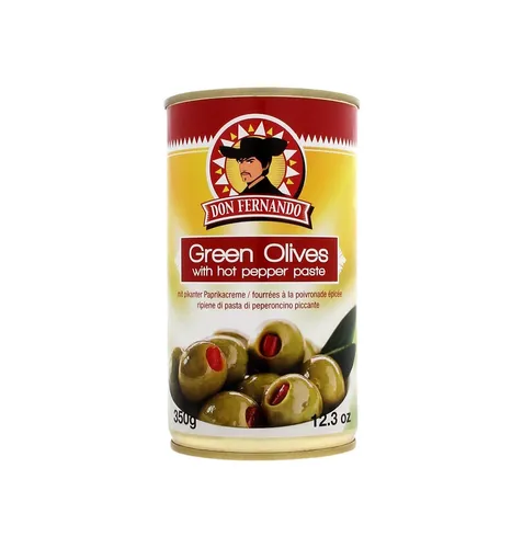 Don Fernando Grüne Oliven gefüllt mit pikanter Paprikacreme 350g