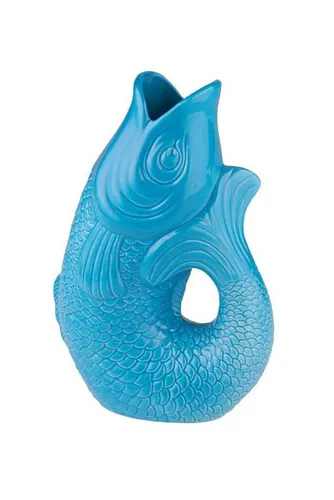 Monsieur Carafon Vase - Steingut in Lagoon Blau - Vase aus hochwertigem Steingut, Maße 17 x 10 x 24,3 cm, ideal für stilvolle Blumendekorationen und als elegantes Wohnaccessoire.