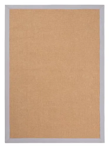 carpetfine Sisalteppich Naturfarbe 140x200 cm - Teppich aus 80% Jute, 20% Baumwolle, handgewebt und rutschfest, ideal für einladende Wohnräume und Fußbodenheizung geeignet.