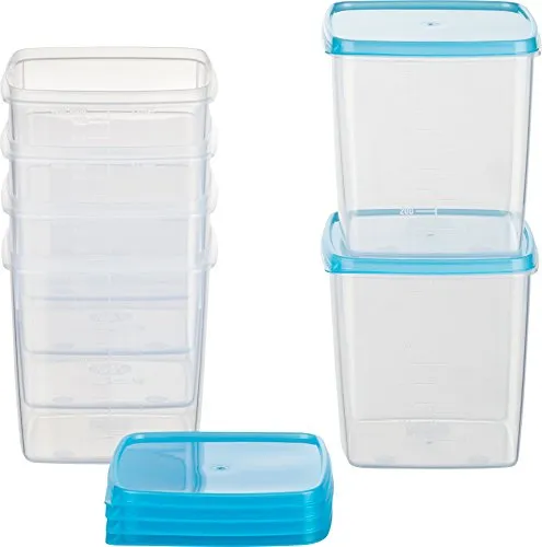 Kigima Gefrierdosen 6x1L quadratisch Hellbllau – Vorratsdosen mit Deckel luftdicht – Frischhaltedosen mit Deckel – Aufbewahrungsbox Küche für Mealprep & Organisation – Austrian Quality