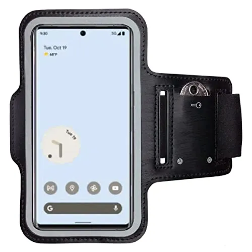 CoverKingz Sportarmband für Google Pixel 7 Pro - Armtasche mit Schlüsselfach Oberarm Halterung - Sport Laufarmband Handy Armband Schwarz