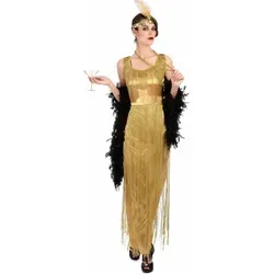 DEGUISE TOI Vegaoo Charleston-Kleid 20er-Kostüm Gold - XL - Kostüme für Erwachsene, elegantes und bequemes 20er Jahre Kleid im Satin-Look mit Fransen für eine glamouröse Party oder Karneval.