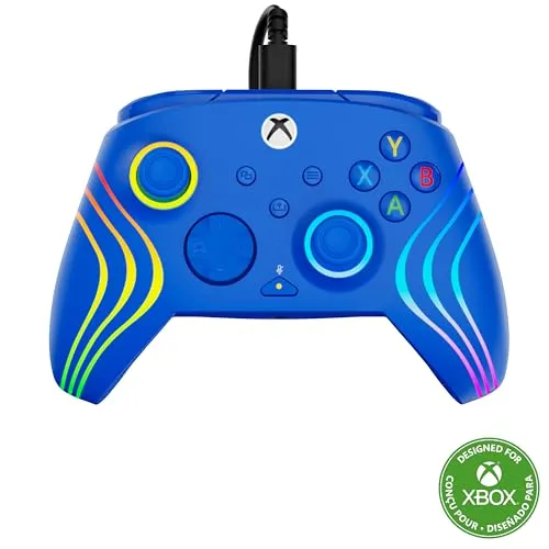 Turtle Beach Afterglow Wave Wired Controller - Blau - Gaming-Zubehör mit einstellbaren Hall-Effekt-Triggern für präzise Steuerung und anpassbarer RGB-Beleuchtung für individuellen Stil.