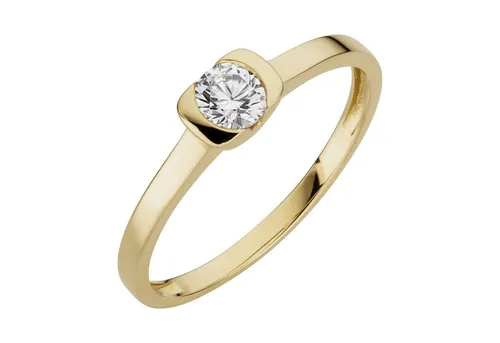 Orolino Fingerring 333/- Gelbgold mit Zirkonia - Eleganter Fingerring aus 333/- Gelbgold mit funkelndem synthetischem Zirkonia in Gelb. Ideal für besondere Anlässe oder als modisches Accessoire. Inklusive Etui für stilvolle Aufbewahrung.