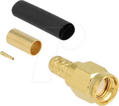 DELOCK 91789 - RP-SMA Stecker zum Crimpen LMR200 mit passendem Schrumpfschlauch